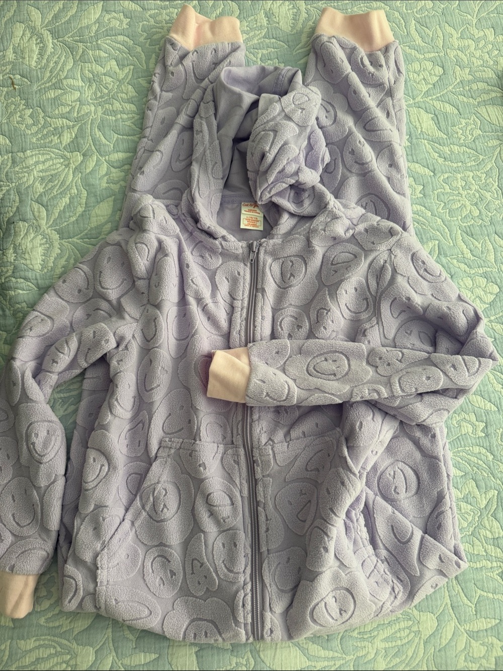 Purple Cat & Jack Onsie L 10/12 Girls Smiley Face